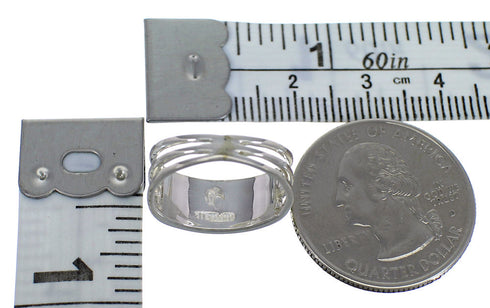 Southwestern Authentic Sterling Silver Turquoise Inlay Ring Size 6-1/2 QX80005